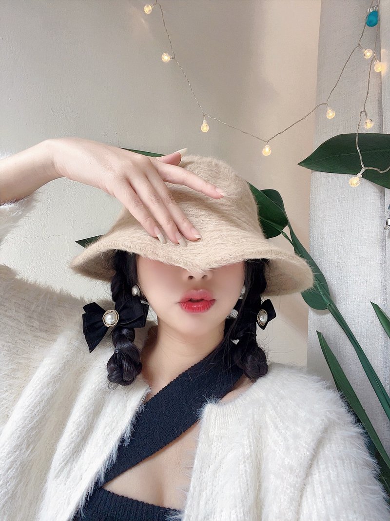 暖冬奈良驼色流沙之梦 安格拉山羊毛淑女帽 picture hat/cloche - 帽子 - 羊毛 金色