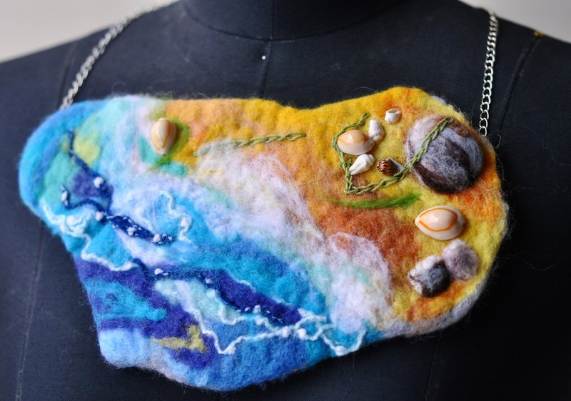 大自然的碎片之 漫步海边 秋冬春天假衣领领子围脖保暖装饰项链 - 其他 - 羊毛 橘色