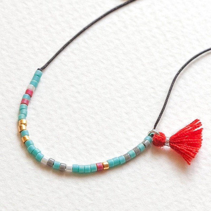 波希米亚蓝色遐想 极细可调伸缩流苏手链 / 项链 BMK018 - 手链/手环 - 玻璃 