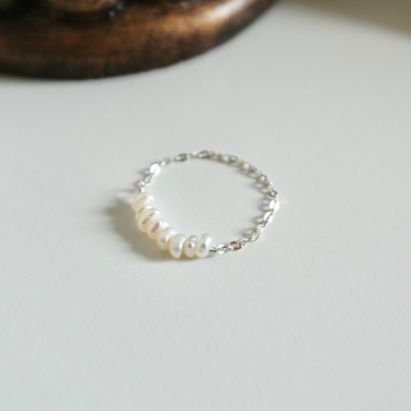 Lily Valley 挚爱 | 手工串珠链戒 - 戒指 - 半宝石 银色