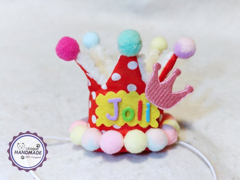 宠物名字 岁数 生日皇冠 - 衣/帽 - 棉．麻 红色