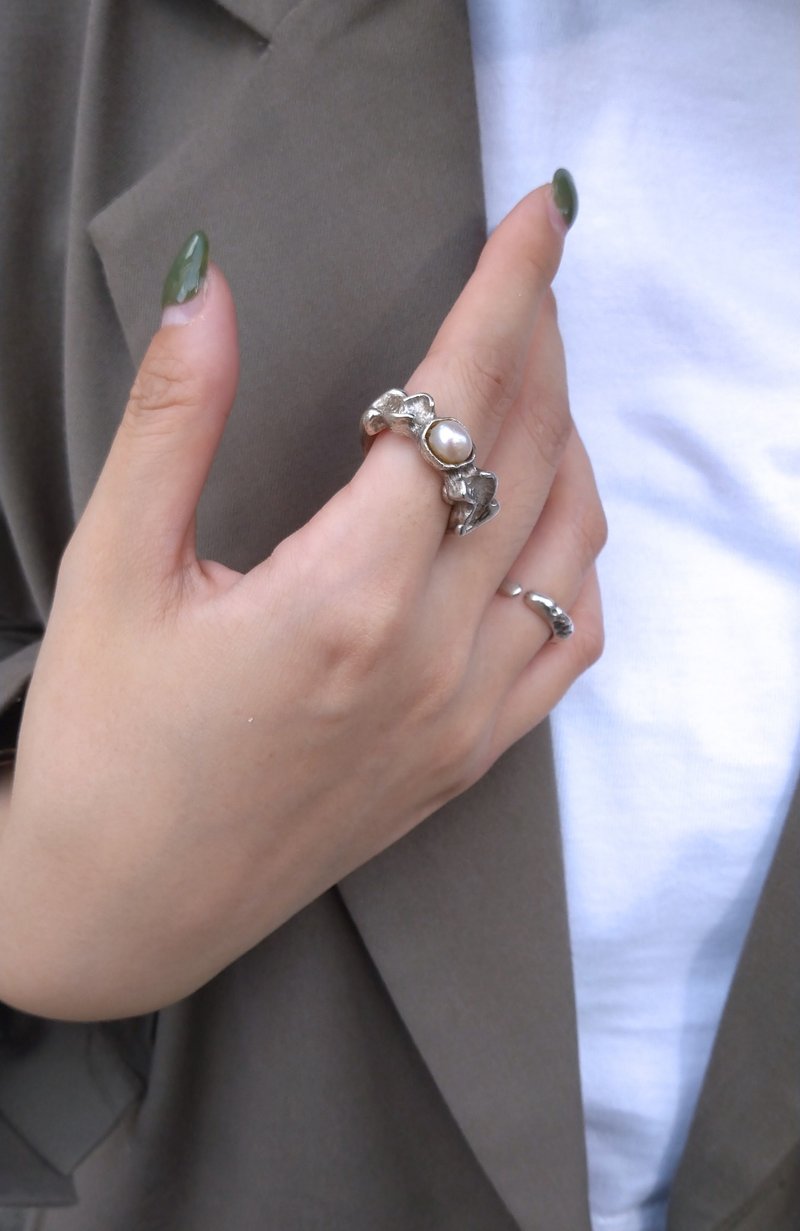 Mermaid_巴洛克珍珠戒指_925银 - 戒指 - 纯银 