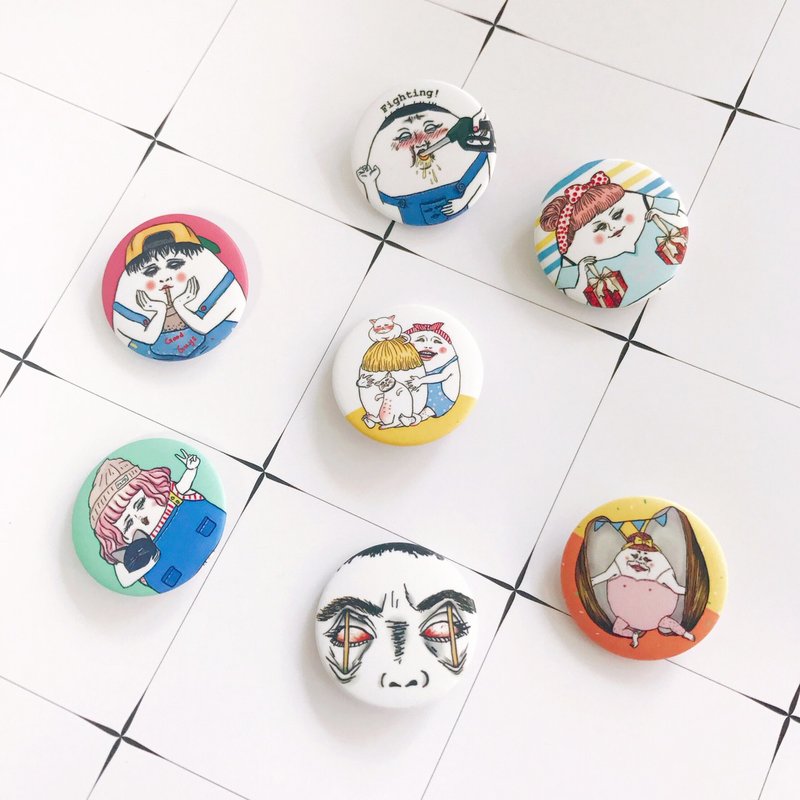 蛋定小徽章- 7款 - 徽章/别针 - 塑料 多色