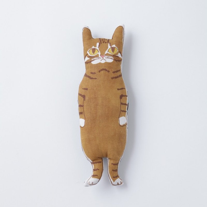 red tabby CAT stuffed animal pocket size | Tea tabby cat stuffed toy - 玩偶/公仔 - 棉．麻 咖啡色