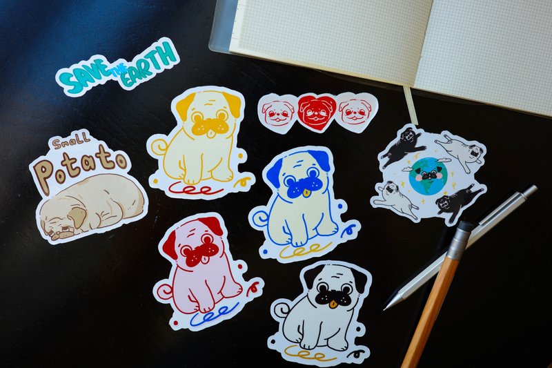 【8cm贴纸】8cm 防水贴纸 x 手绘巴哥 - 贴纸 - 防水材质 