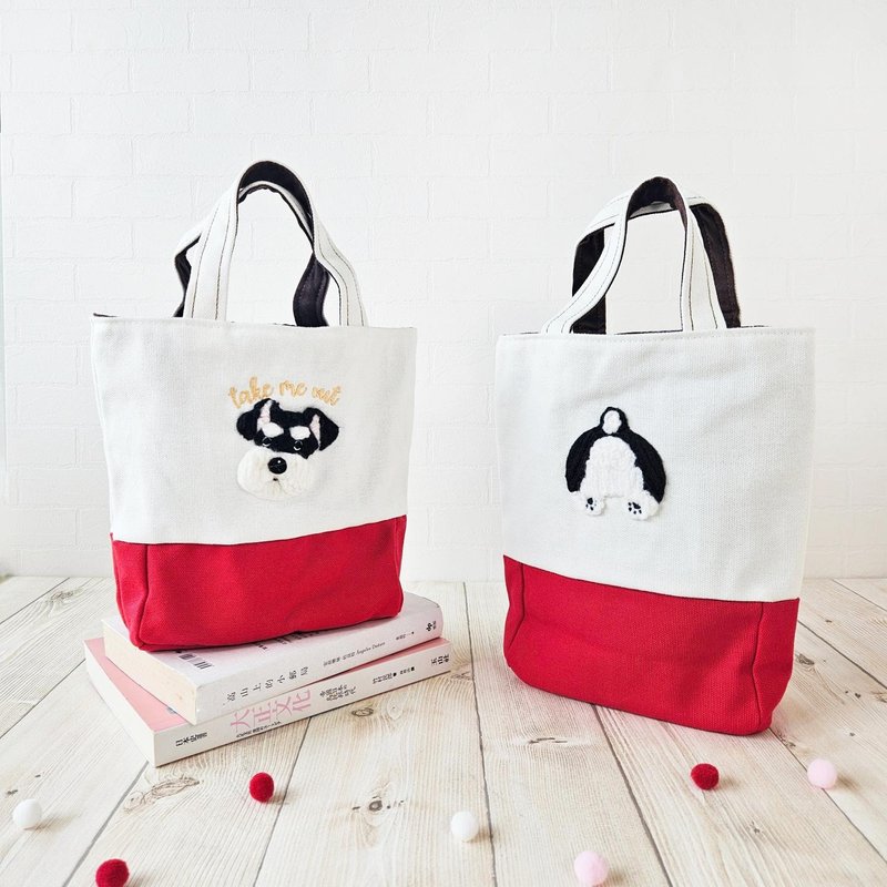 *带我出门*双杯提袋/饮料袋- 加大升级版 新版雪纳瑞 狗勾系列3 - 随行杯提袋/水壶袋 - 其他人造纤维 红色