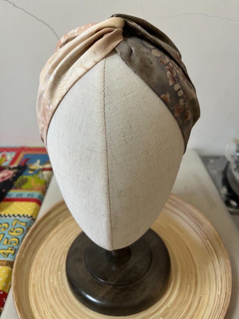 浅培金萱芋/双色扭结发带/日本印花布 - 发带/发箍 - 棉．麻 紫色