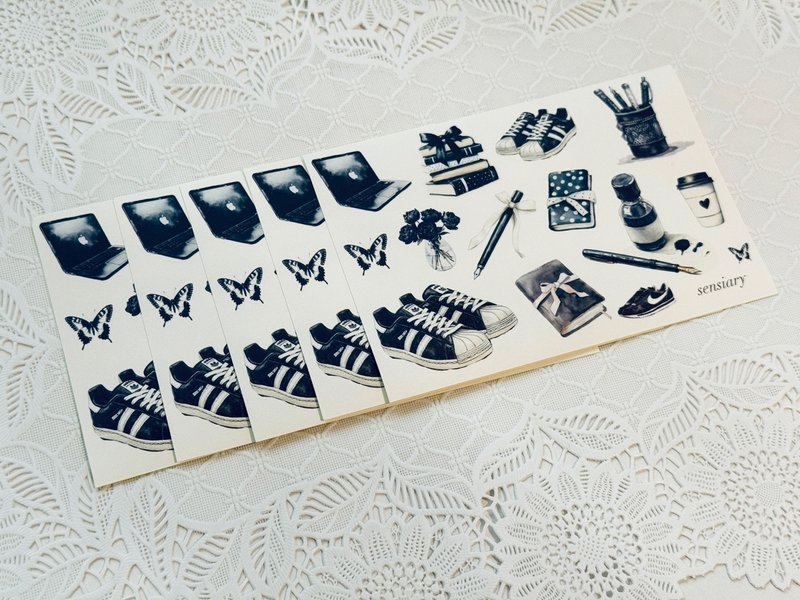 sensiary 水彩黑物件贴纸 no.2 - 卡片/明信片 - 纸 