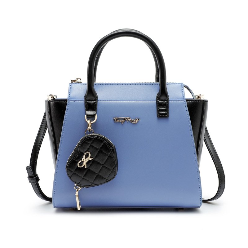 菱格车线蝴蝶结手挽侧背袋 - 侧背包/斜挎包 - 人造皮革 蓝色