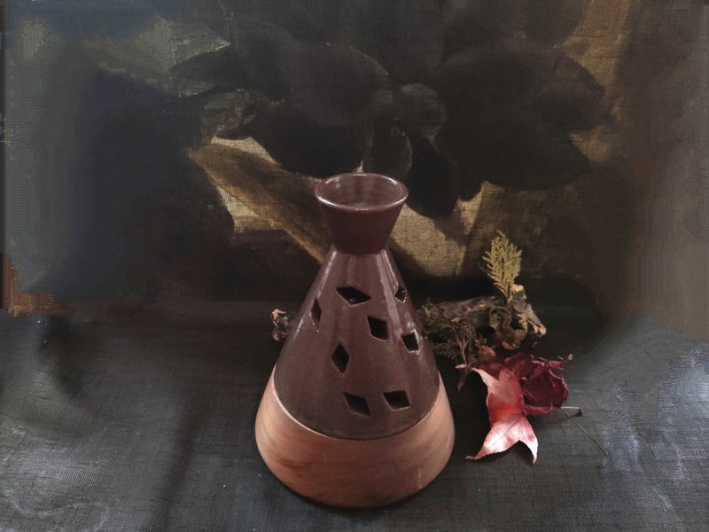 手工制作陶 / 木扩香灯 - 香薰/精油/线香 - 陶 