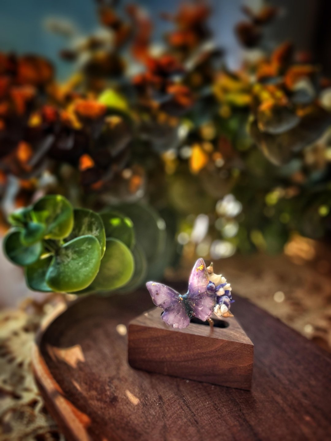 紫色蝴蝶真花戒指 - 戒指 - 植物．花 紫色