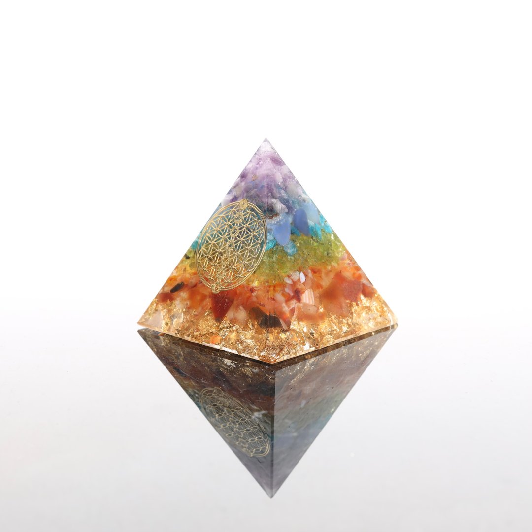 【定制化礼物】水晶透明感脉轮圣殿奥刚金字塔-生命之花Orgonite - 摆饰 - 半宝石 多色