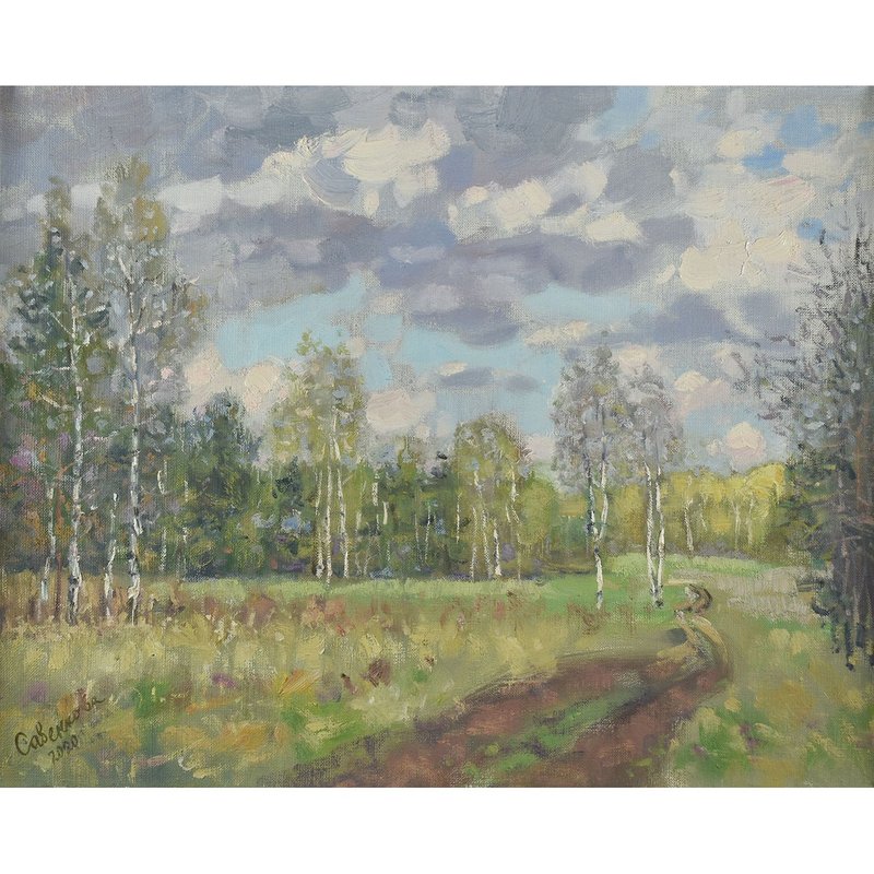 桦树画作 自然 风景 春季 作品 印象派 原创艺术 - 海报/装饰画/版画 - 其他材质 多色