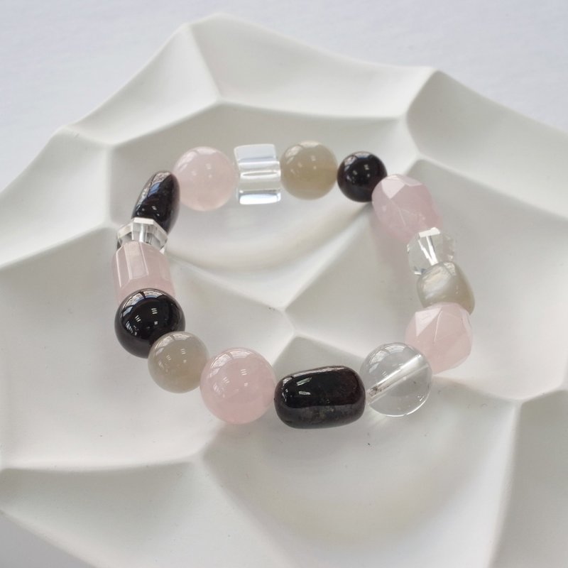 B099七轮调和手串/灰月光/粉晶/白晶/天然晶石/能量石/原生态 - 手链/手环 - 水晶 多色