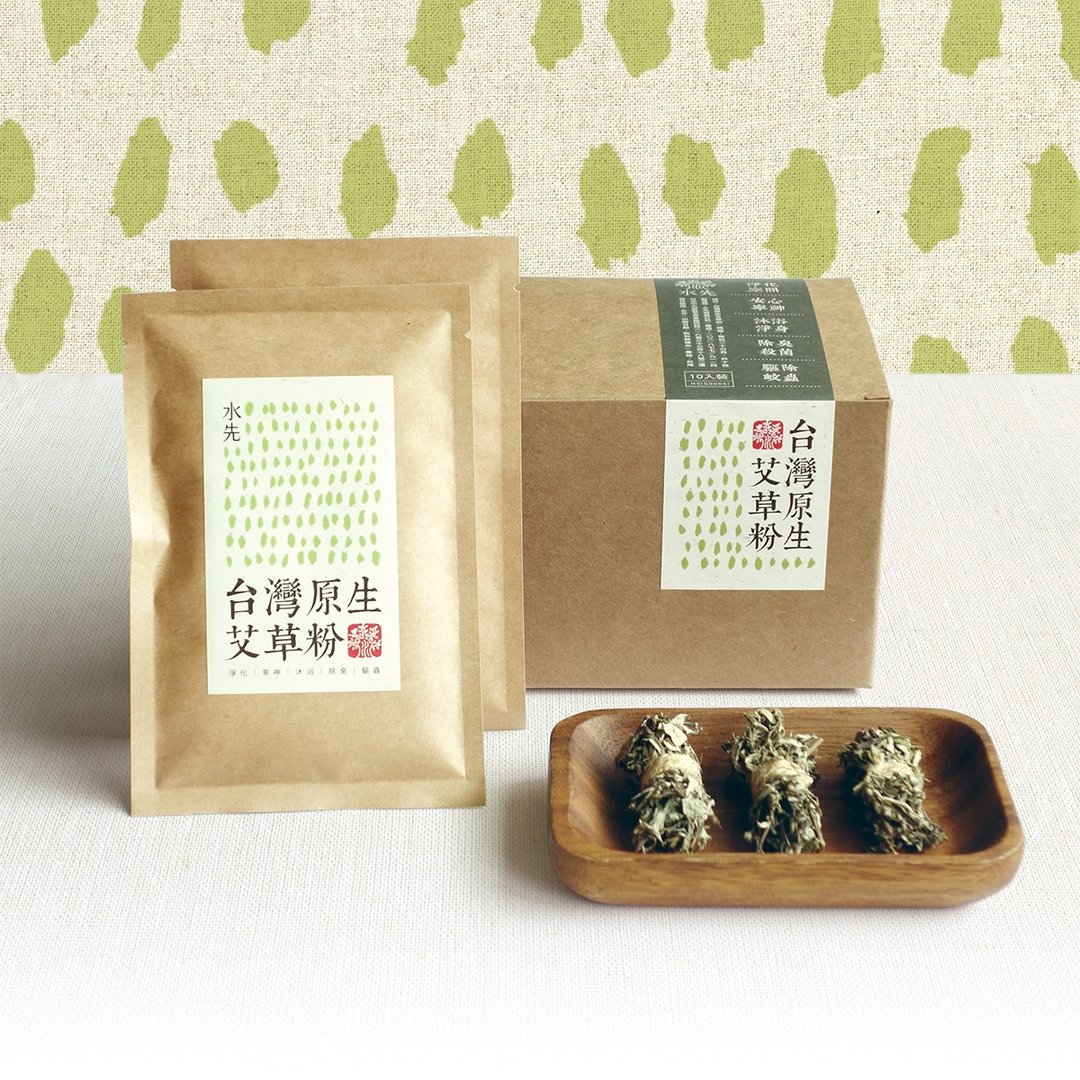 台湾原生艾草粉 · 10入 - 香薰/精油/线香 - 植物．花 绿色