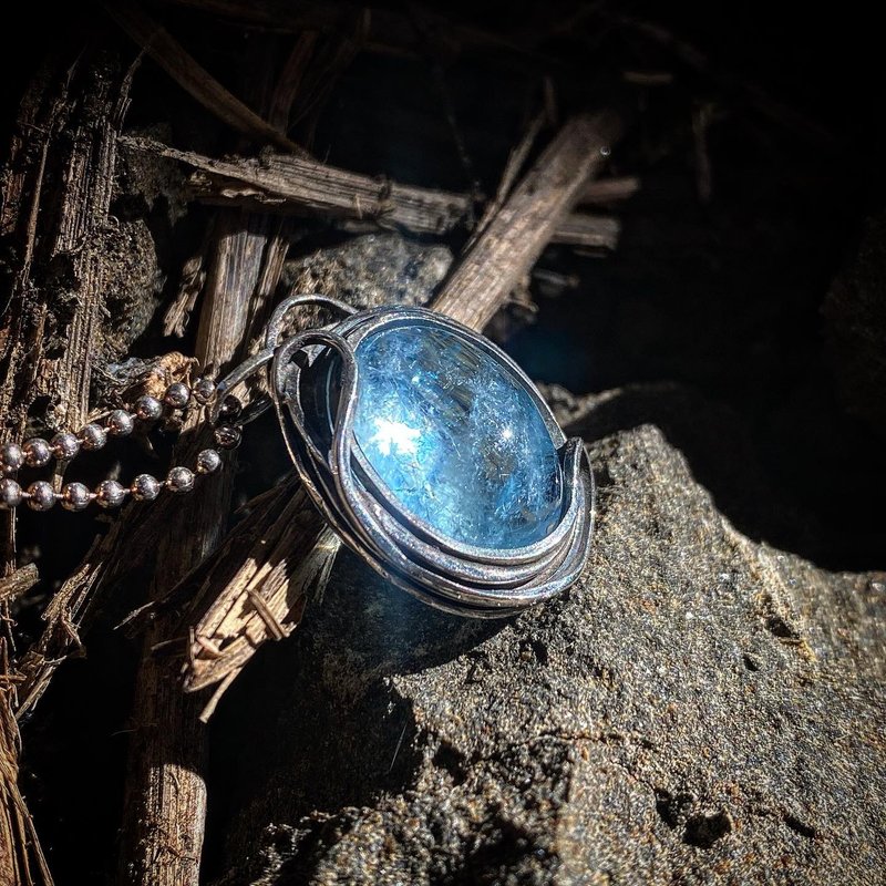 海水蓝宝/宁静海/海水蓝宝项链 - 项链 - 宝石 蓝色