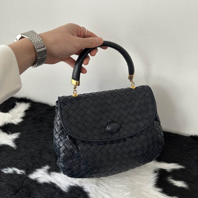 Bottega Veneta 宝缇嘉 Kelly 编织皮革 手提包 - 手提包/手提袋 - 真皮 黑色