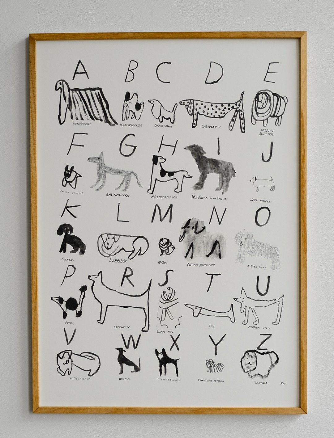 Freja Erixån - 瑞典艺术家设计海报 ABC DOGS POSTER - 海报/装饰画/版画 - 纸 黑色