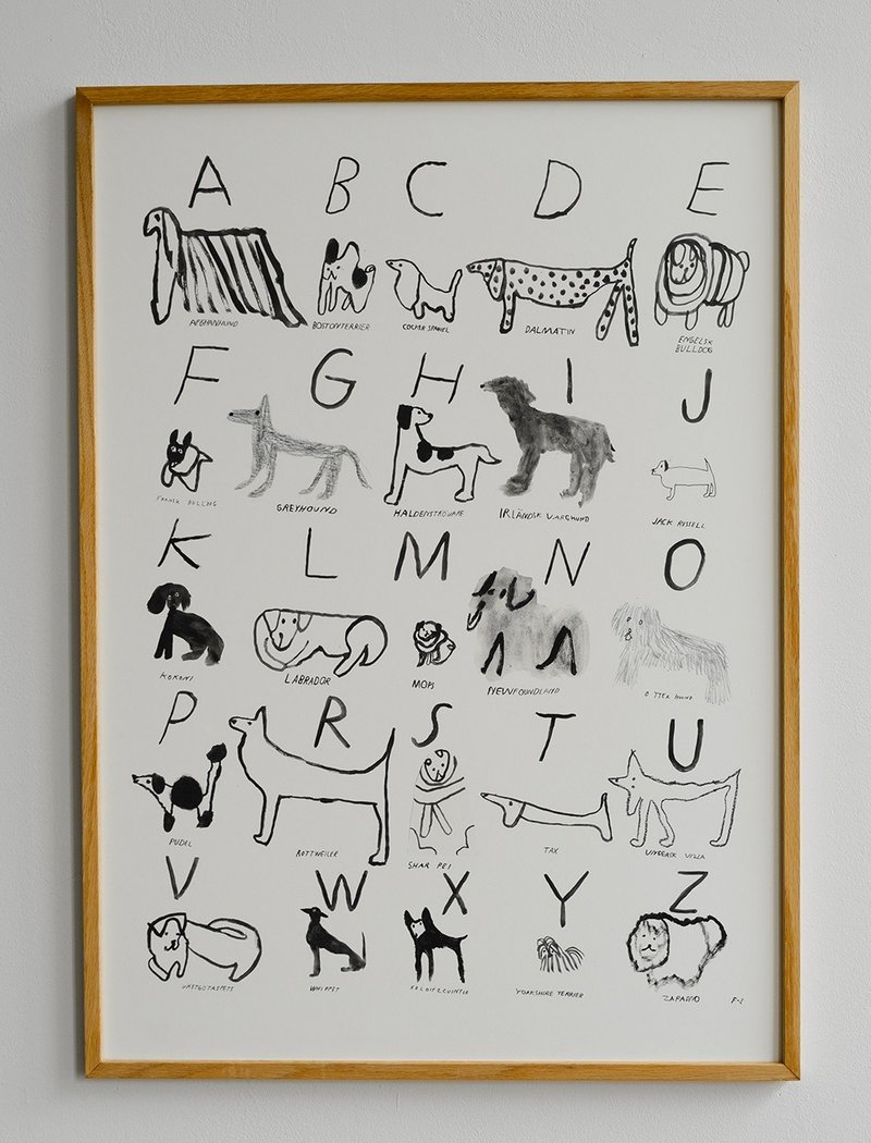 Freja Erixån - 瑞典艺术家设计海报 ABC DOGS POSTER - 海报/装饰画/版画 - 纸 黑色