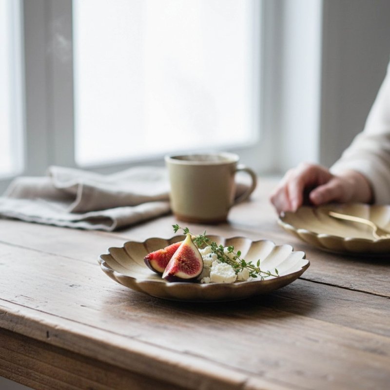 【陶瓷盘】侘寂风雏菊花盘 - 侘寂质感手作陶盘 - 盘子/餐盘/盘架 - 瓷 