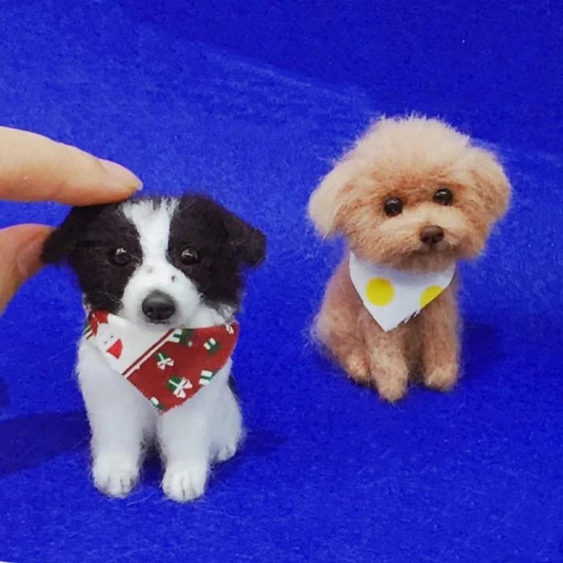 客制化逼真犬 羊毛毡 泰迪 宠物 娃娃 定制 手工 狗狗猫咪 157 - 玩具 - 羊毛 多色