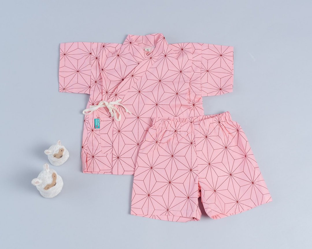 甚平和服-和风7 睡衣 婴儿 包屁衣  连身裤 抓周 新生儿bb衫 - 包屁衣/连体衣 - 棉 粉红色
