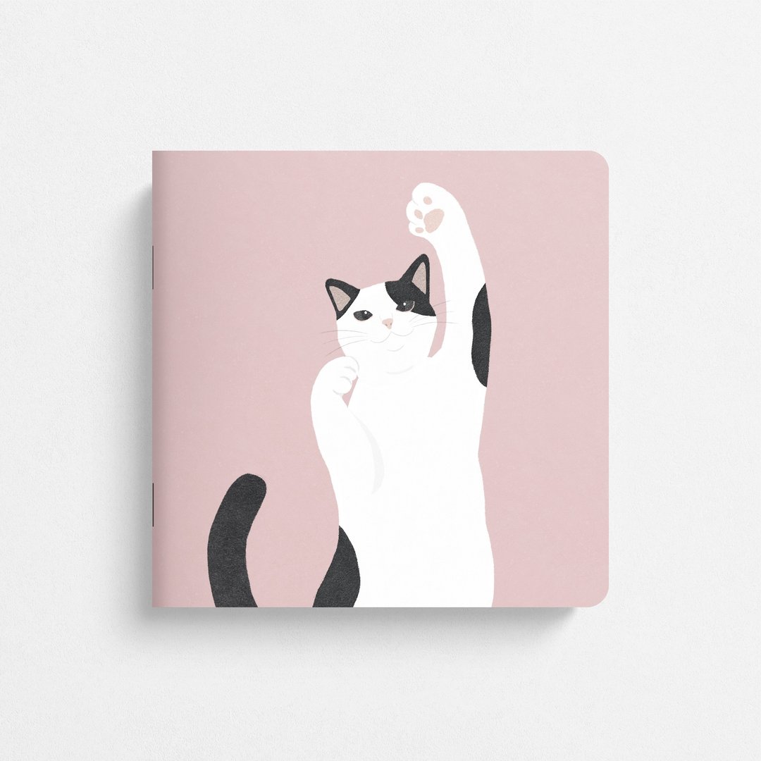 玩耍的猫丨掌心方形迷你笔记本丨日本猫系列 - 笔记本/手帐 - 纸 粉红色