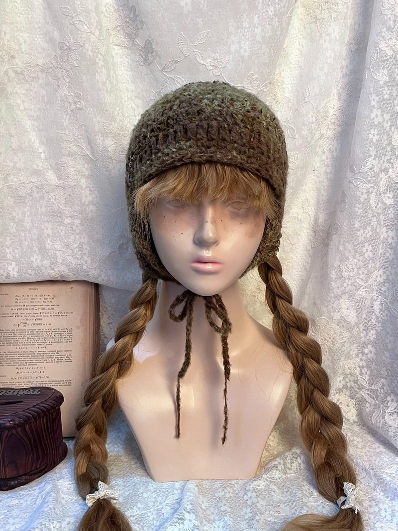 订制复古风钩针耳罩帽，手工森林 Vintage 耳罩毛线帽 - 帽子 - 其他材质 