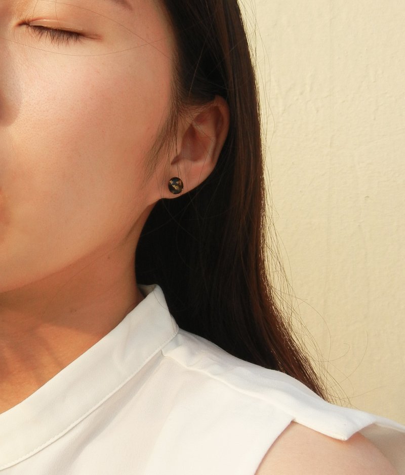 *coucoubird*黑色金矿耳环 - 耳环/耳夹 - 其他材质 黑色