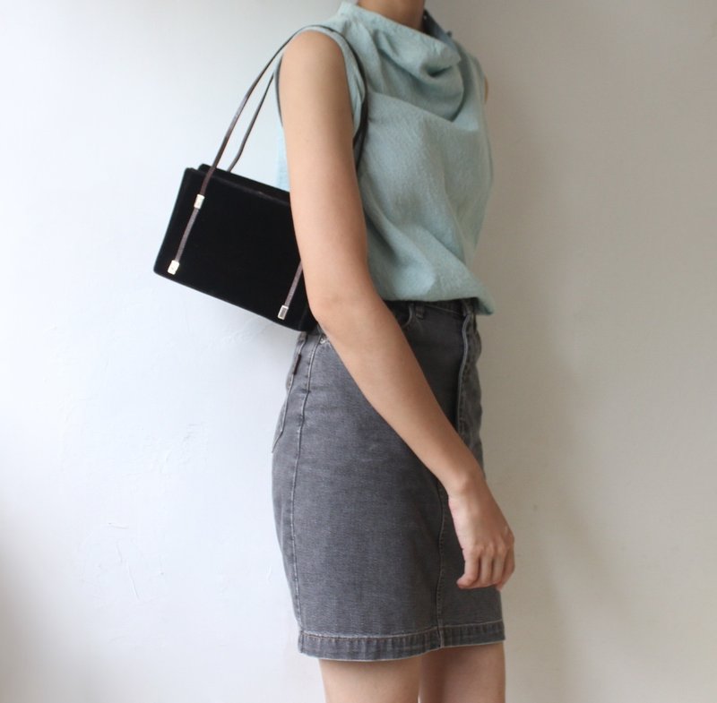 FOAK古着 Gucci深棕天鹅绒x蜥蜴皮古董包 - 侧背包/斜挎包 - 真皮 