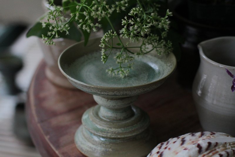 高脚点心盘/烛台 - 盘子/餐盘/盘架 - 陶 绿色