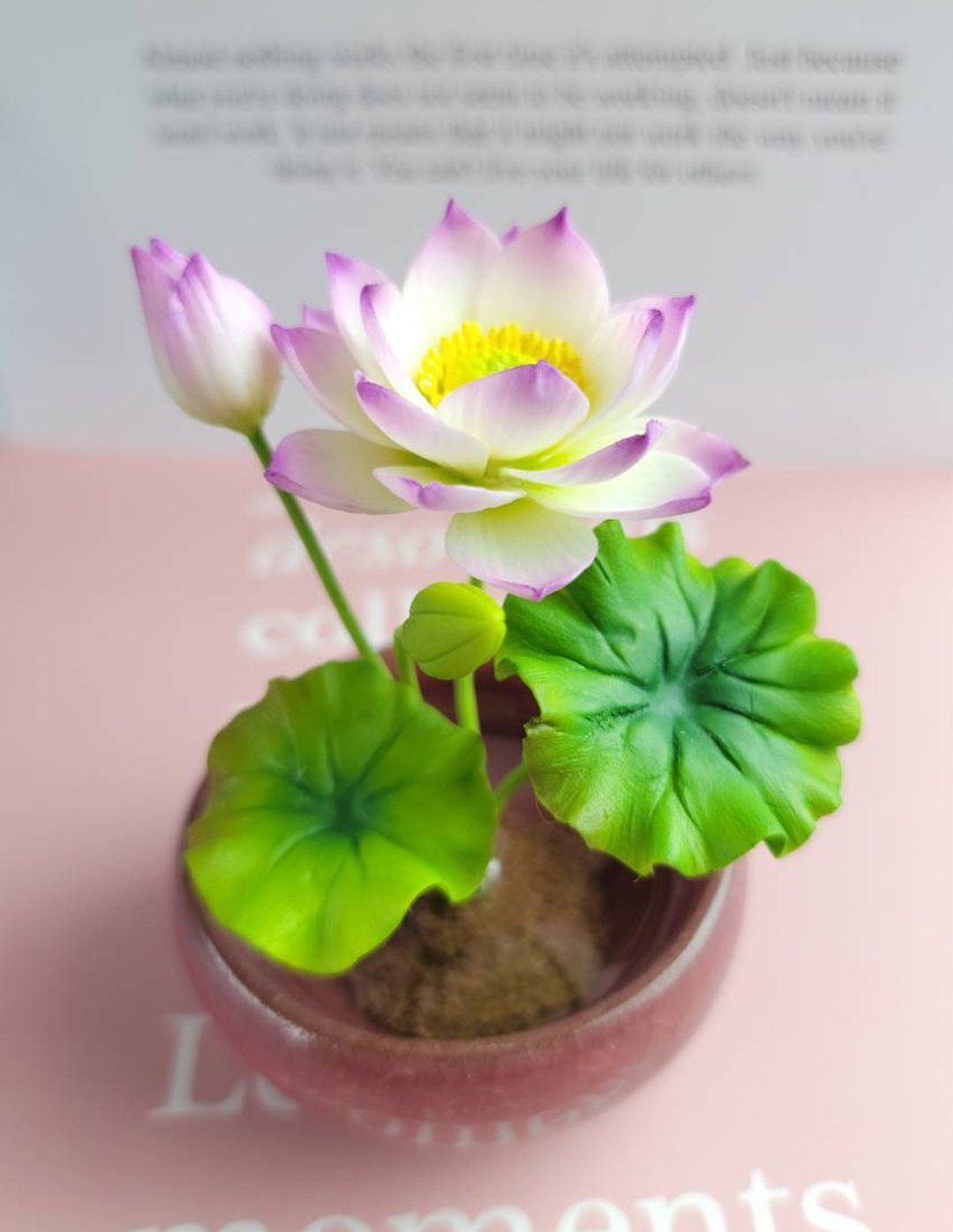 冷瓷土/黏土花艺-荷花小盆栽/送礼 - 植栽/盆栽 - 粘土 紫色