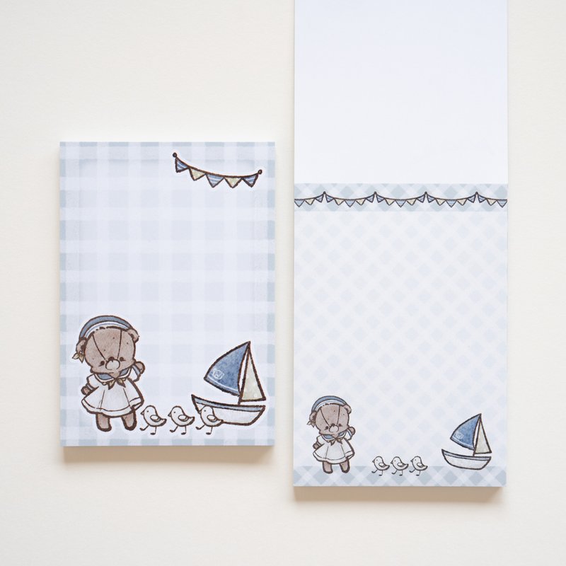 便签本 – 水手泰迪熊 / 2款图案 - 笔记本/手帐 - 纸 蓝色