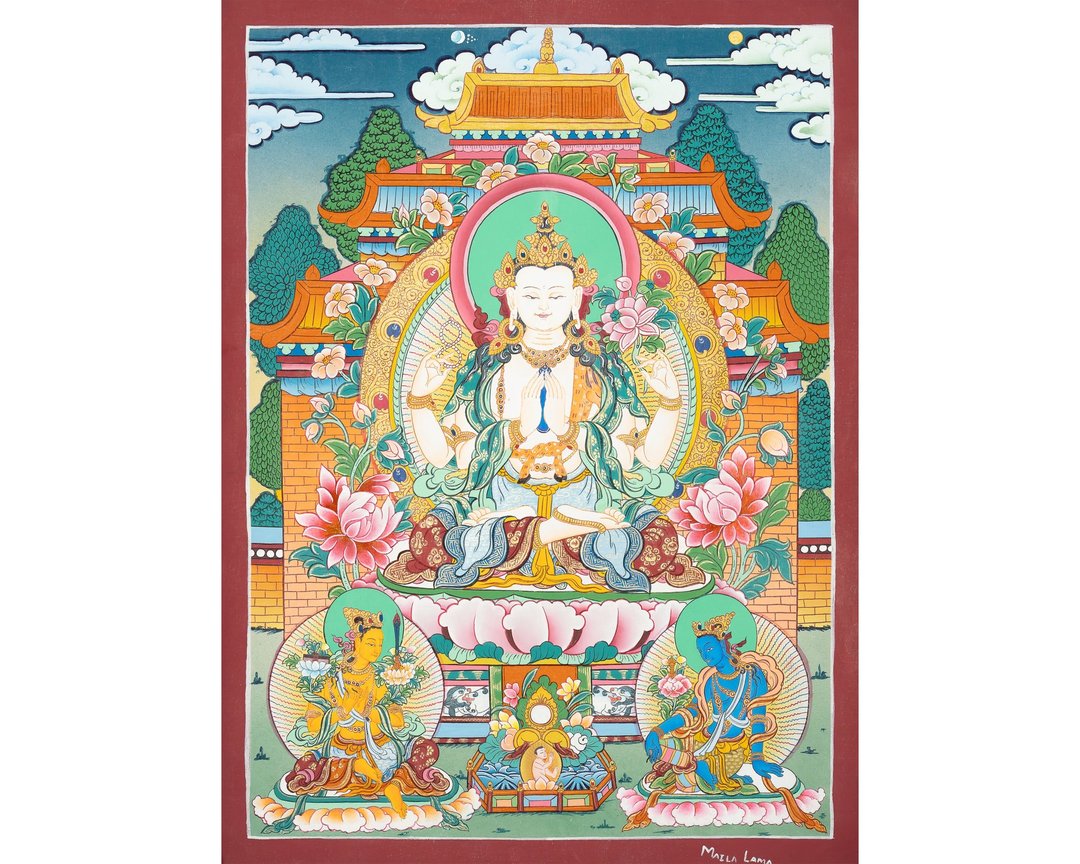 精美观音菩萨唐卡——喜马拉雅山手绘灵性艺术 - 墙贴/壁贴 - 其他材质 多色
