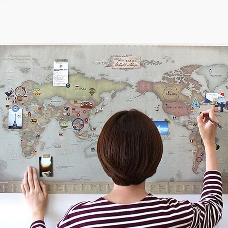 世界地图海报(双层)-03复古版,IDG70244 - 地图 - 塑料 灰色