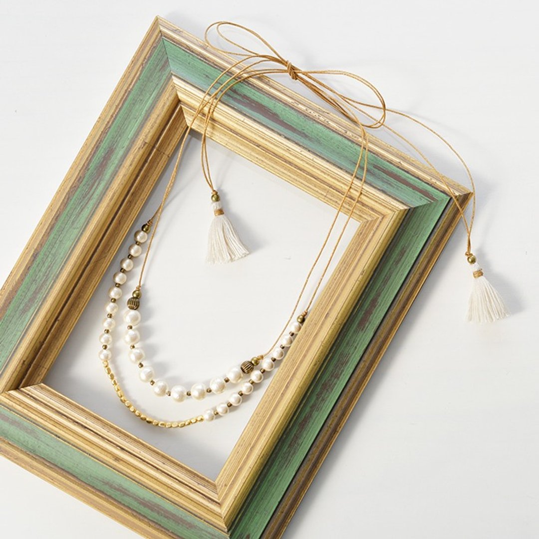 Cotton Pearl Tassel Necklace - 项链 - 聚酯纤维 白色