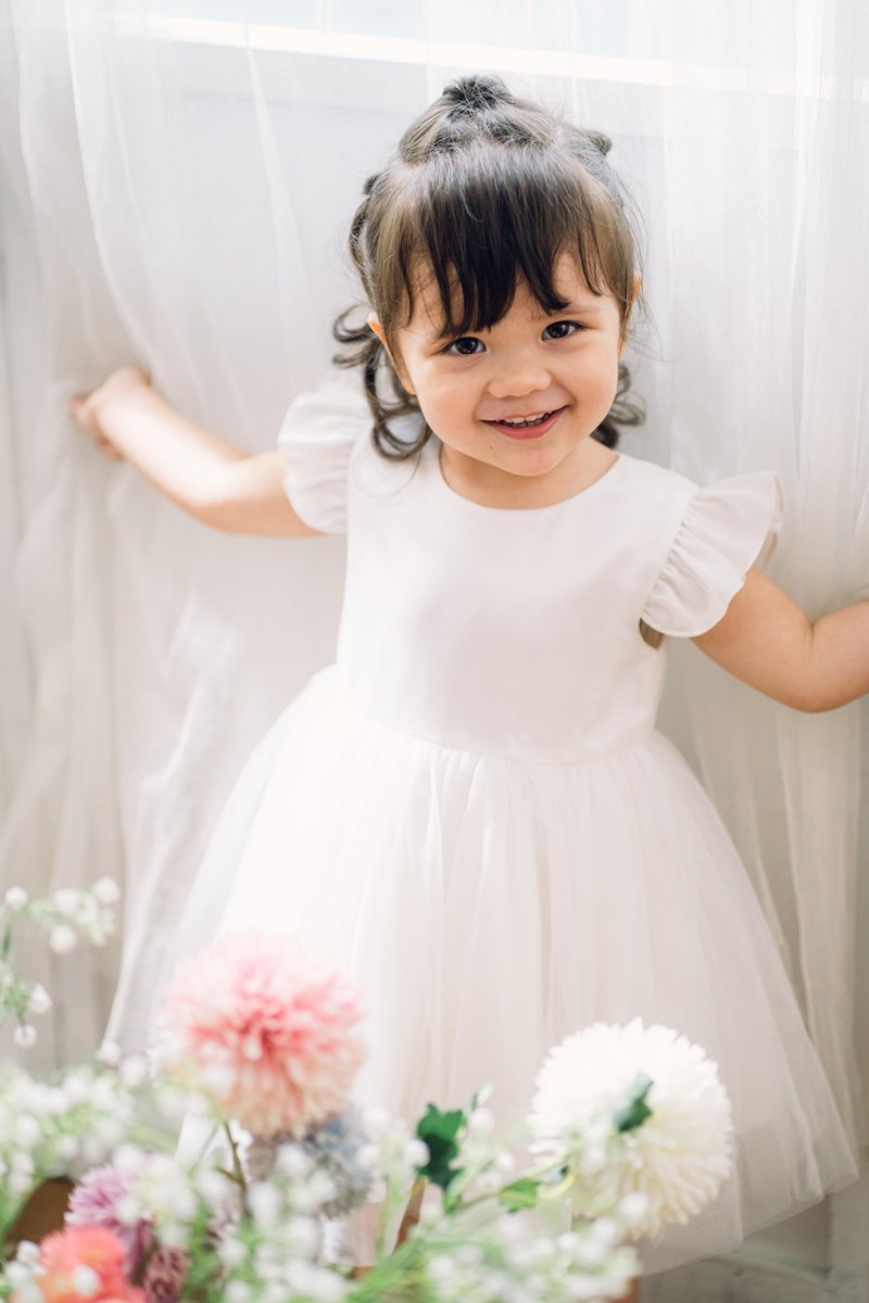 檬果礼服订制-Aurelia-花园精灵小澎袖手工礼服 花童服 三色腰带 - 童装礼服/连衣裙 - 其他材质 