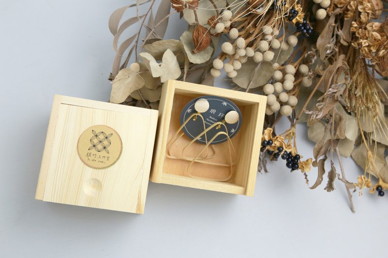 琅玕系列－Mountain三角几何竹编耳环 - 耳环/耳夹 - 竹 