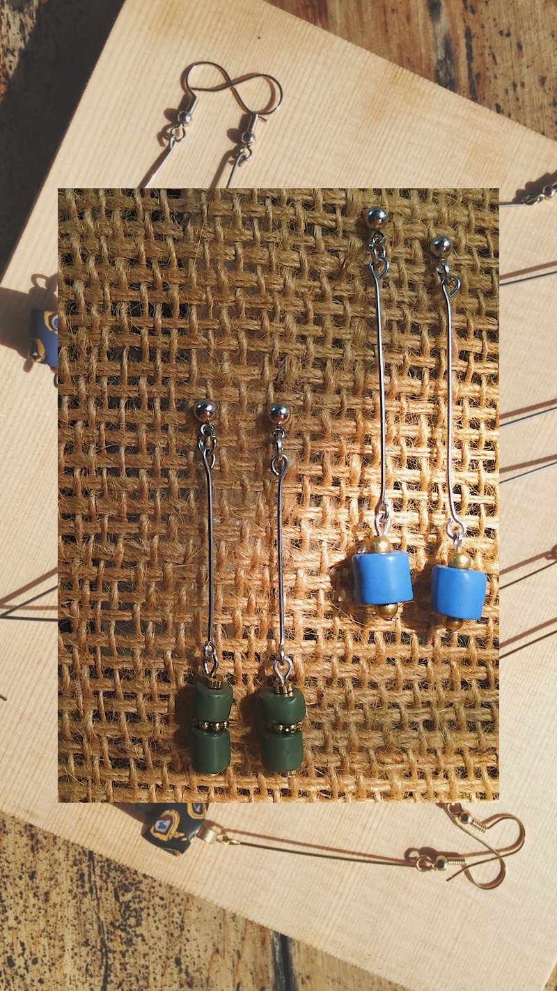 |LADYCIOUS|素色仿古陶烧琉璃珠-垂吊耳环 - 耳环/耳夹 - 其他材质 多色