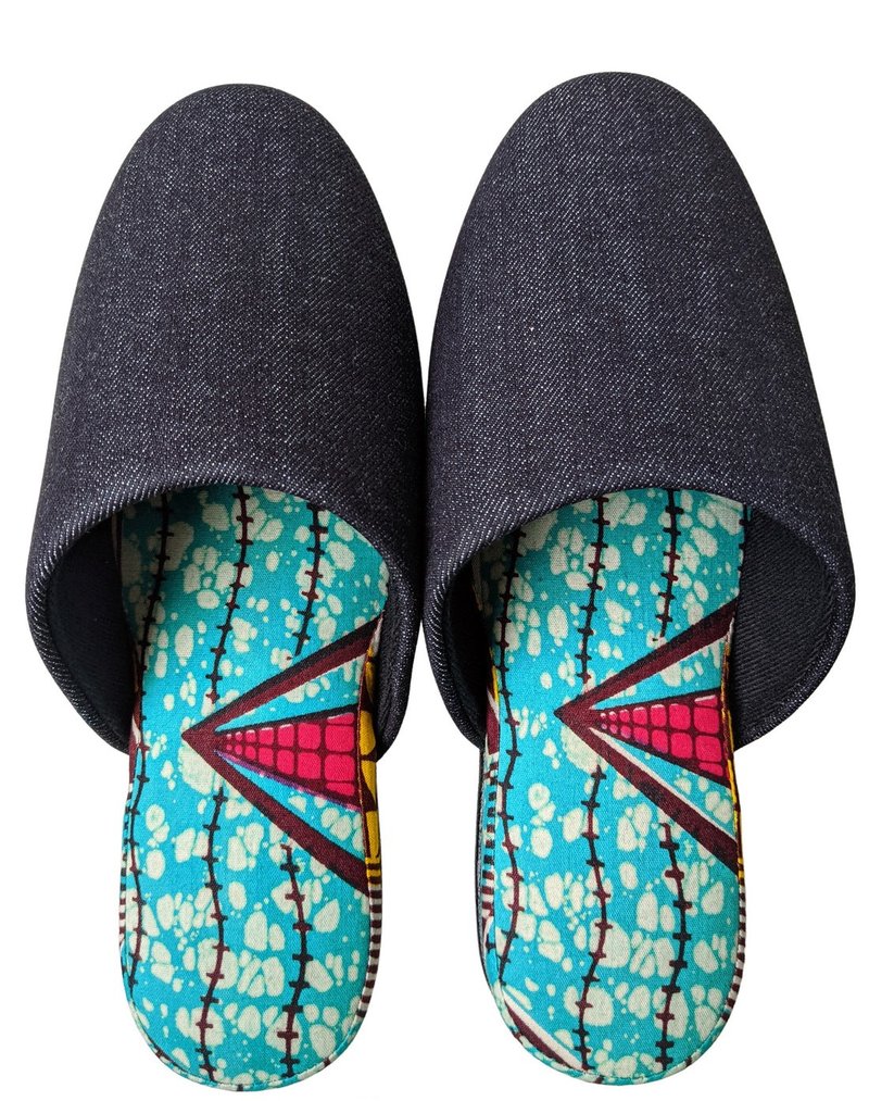 [DENIM Mix] Slippers MD-213 / M (23.5 ~ 25cm) - 室内拖鞋 - 棉．麻 绿色