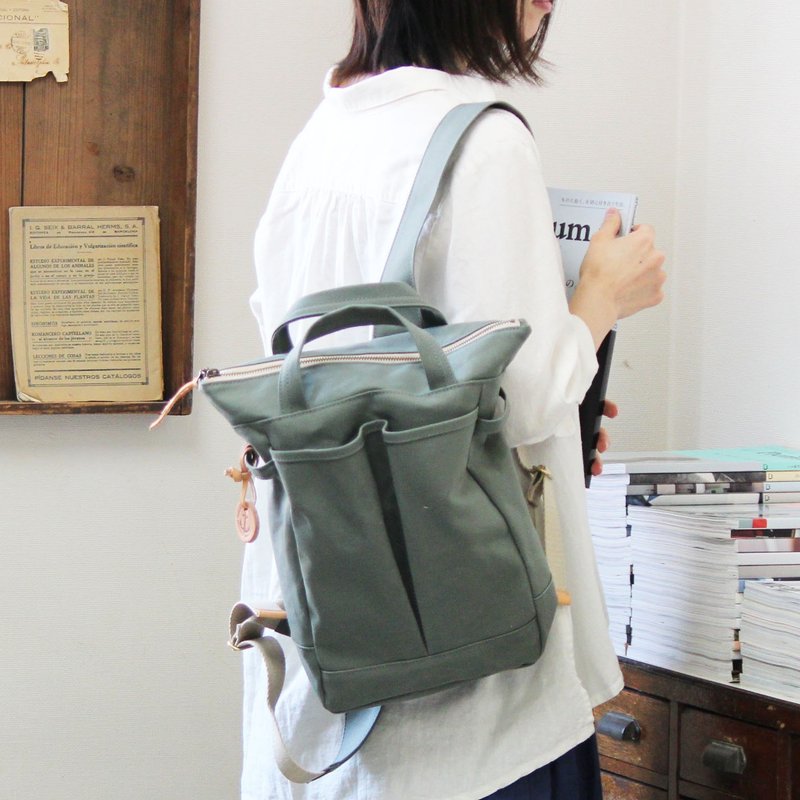 hike30:Wasabi Takashima Canvas Backpack - 后背包/双肩包 - 棉．麻 绿色
