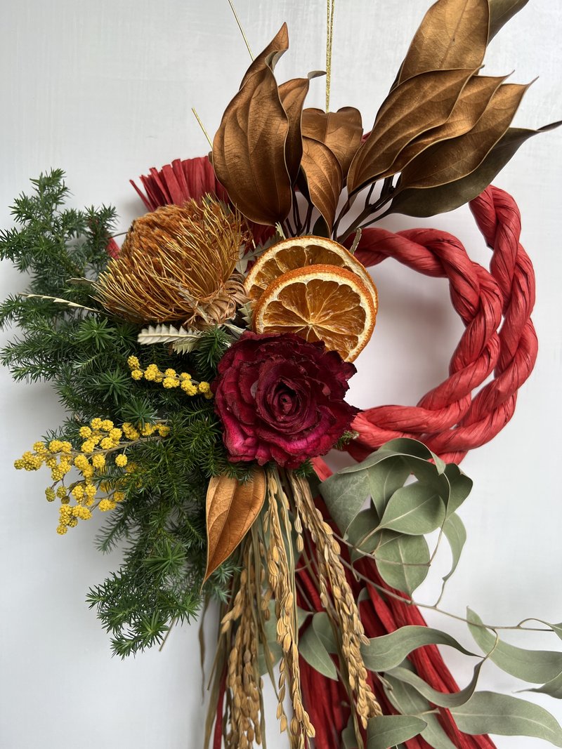 大吉大利日式注连绳/守岁绳/新年装饰 - 干燥花/捧花 - 植物．花 红色