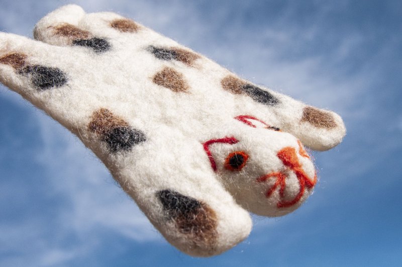 情人节礼物 圣诞交换礼物 森林系羊毛毡杯垫 动物杯垫-猫咪吸水垫 - 杯垫 - 羊毛 多色