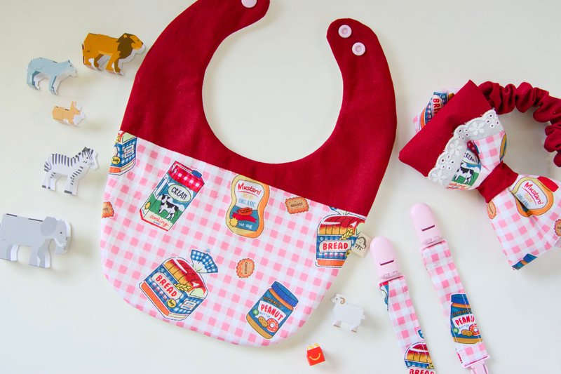 美食餐桌 弥月礼盒组 - 满月礼盒 - 棉．麻 红色