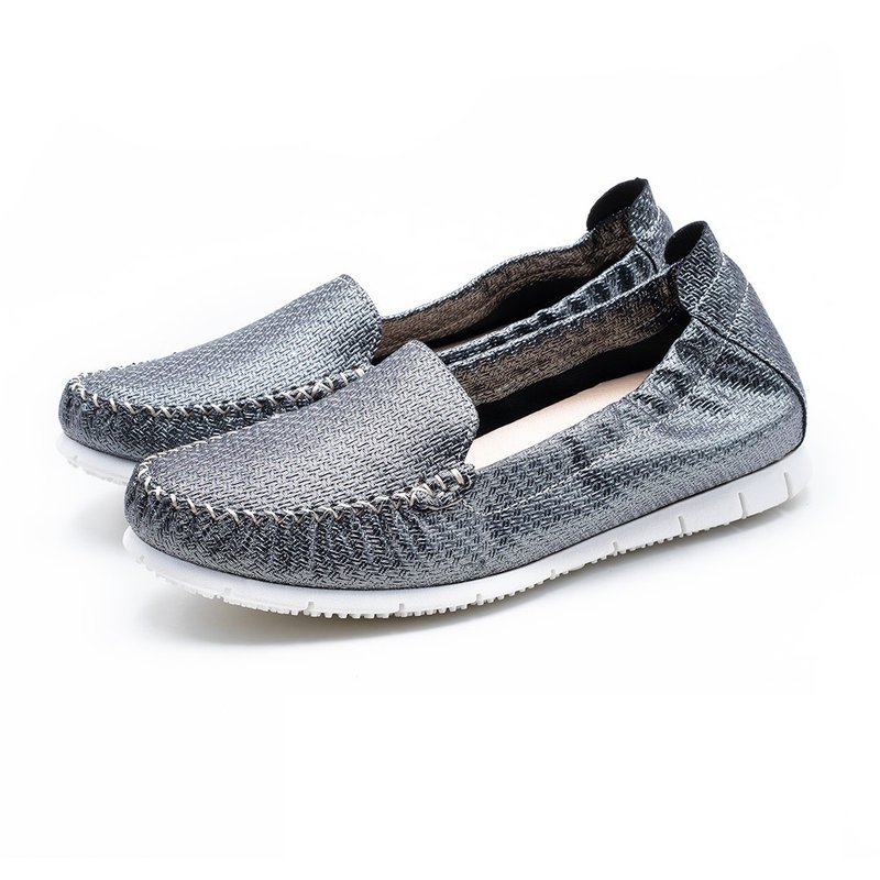 WALKING ZONE (女)柔软压纹莫卡辛女鞋-灰 (另有裸) - 女款休闲鞋 - 其他人造纤维 