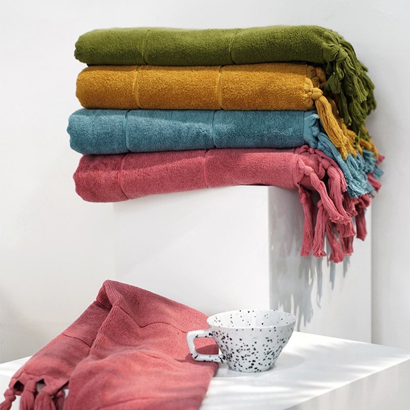 草稿毛巾纯棉洗脸洗澡吸水家用家居复古手工流苏女不掉毛浴巾面巾 - 毛巾浴巾 - 棉．麻 多色