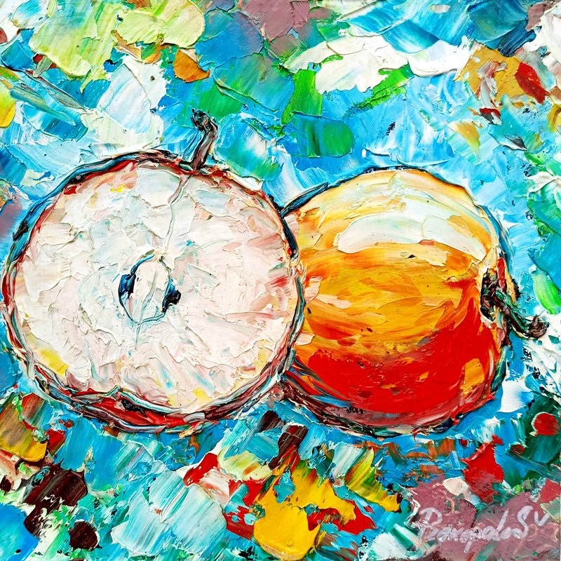 苹果静物油画原创红画（20cm*20cm） - 墙贴/壁贴 - 其他材质 红色