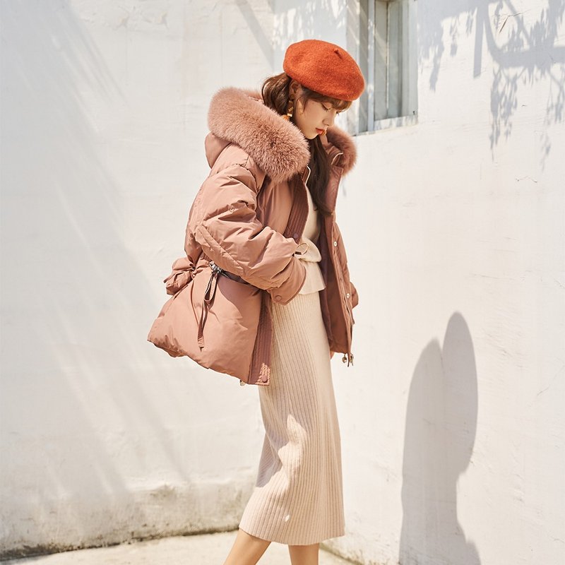 新款羽绒服小个子女日系时尚冬季短款大毛领加厚气质廓形外套055B - 女装休闲/机能外套 - 其他材质 