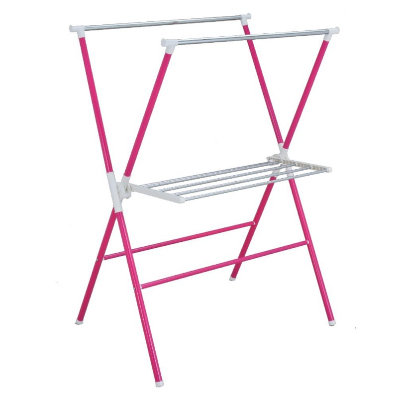 X型多功能折叠双杆晒衣架(蜜桃红) 吊衣架 挂衣架 晾晒架 - 衣架/挂勾 - 其他金属 