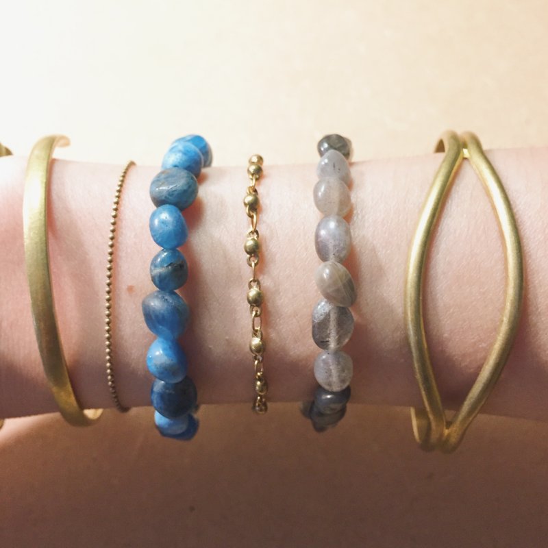 复古极细黄铜珠珠手链 - 手链/手环 - 铜/黄铜 金色